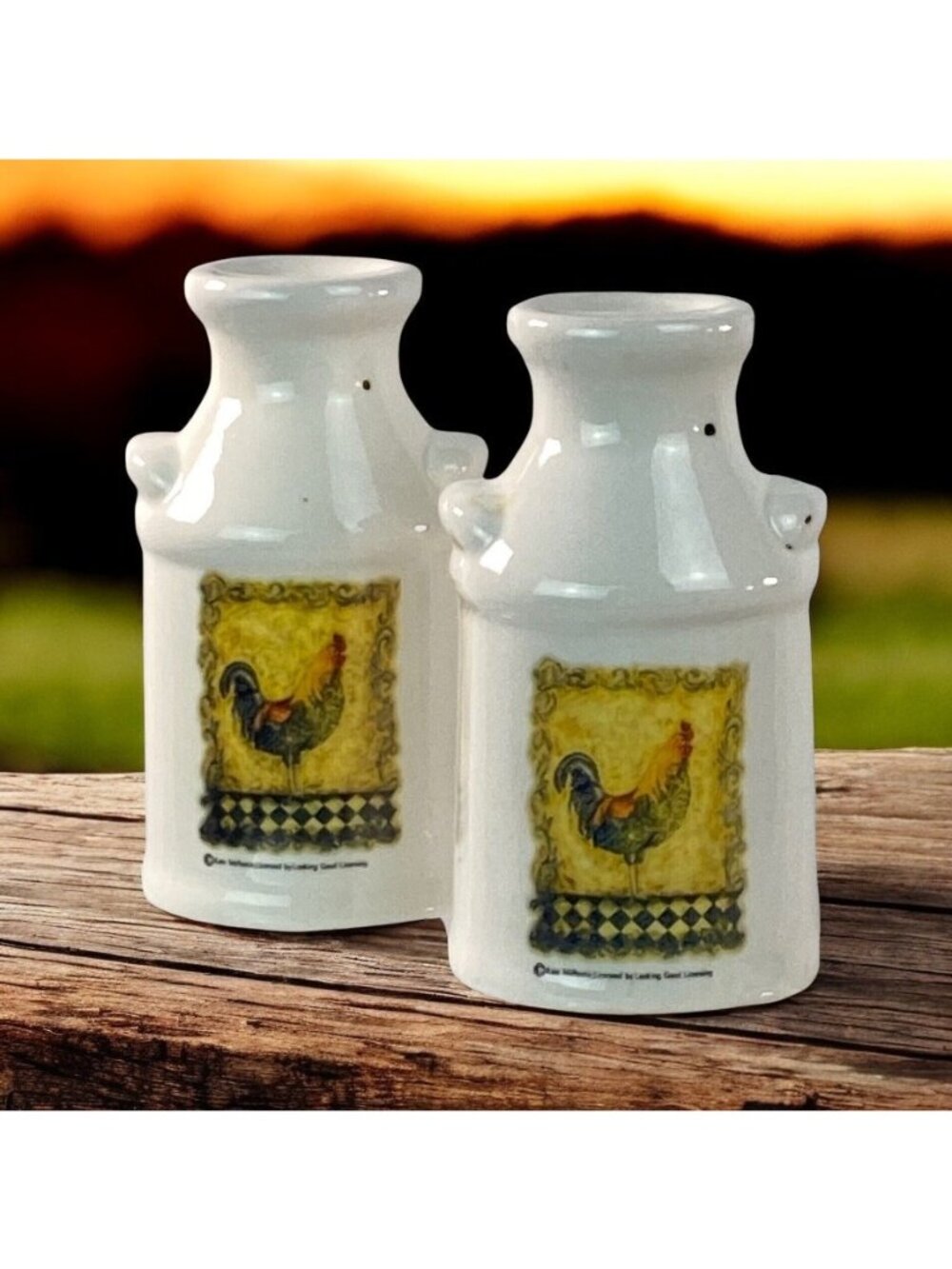 Vintage Rooster Salt & Pepper Shaker Set Ceramic Farmhouse Decor 3.5" Kate McRos
